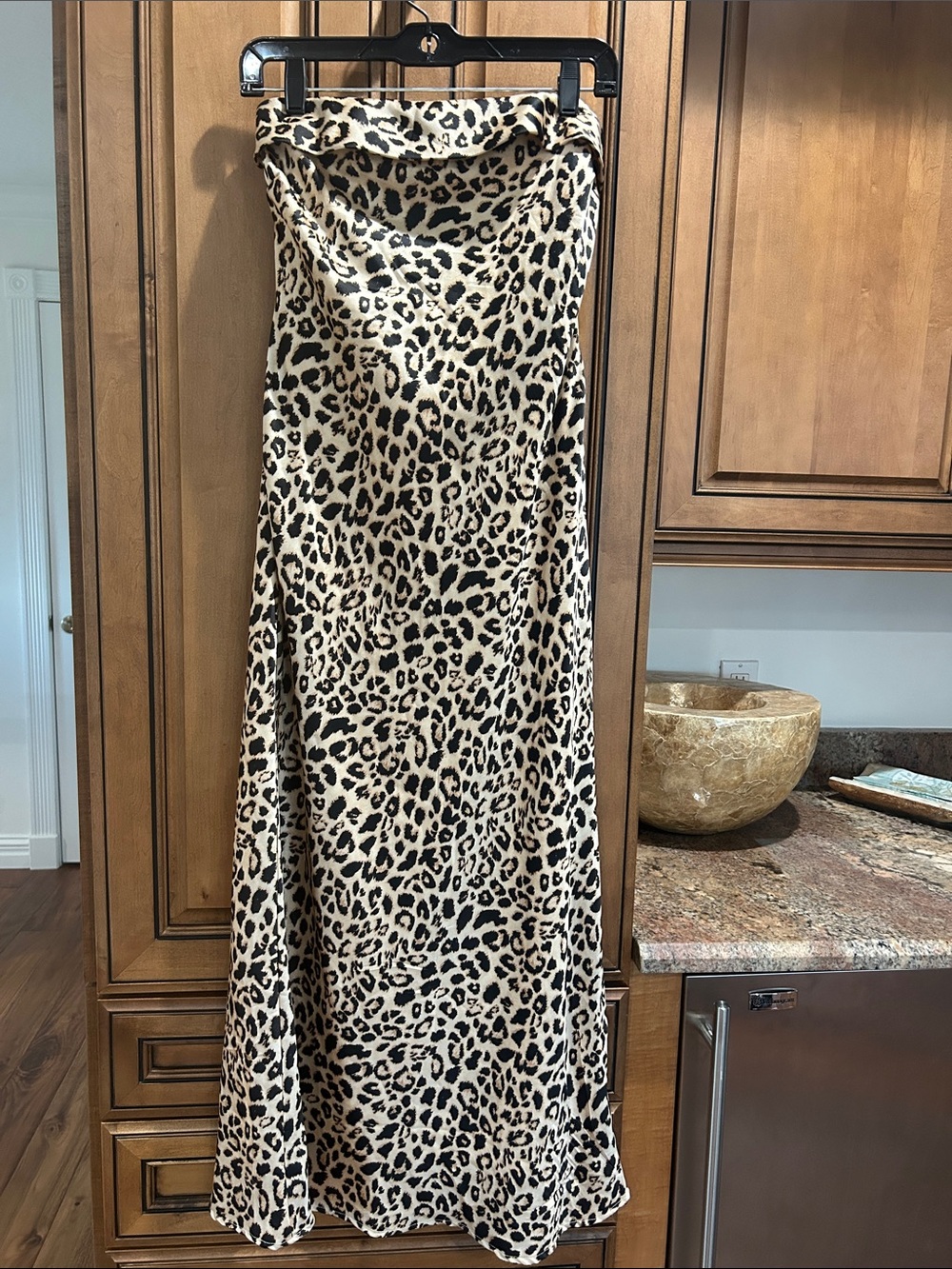 Sincerely Jules Leopard Print Maxi Dress in Beige and Black